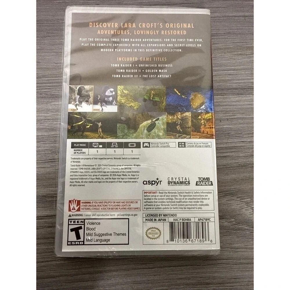 Tomb Raider I-III Remastered (Nintendo Switch) NEW & SEALED